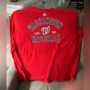 Majestic Red Washington Nationals Long Sleeve Tee